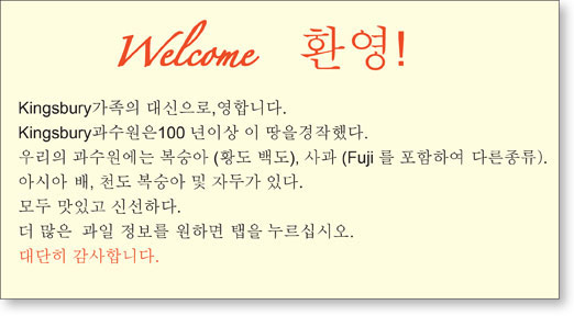Welcome message in Korean